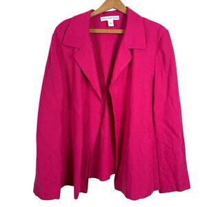 Josephine Chaus Women Pink Open Blazer Jacket 14 Linen Silk Blend Office Career